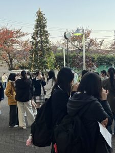 ツリーを見ながらココア